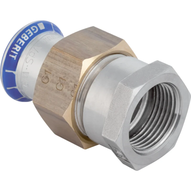 Adaptor cu filet Geberit Mapress Oţel-Inox, cu filet interior (FKM albastru): d=22mm, Rp=3/4″