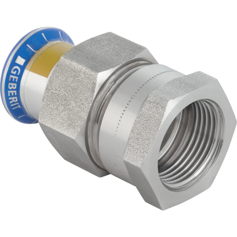 Adaptor cu filet Geberit Mapress Oţel-Inox, cu filet interior, piuliţă din oţel CrNi (gaz): d=22mm, Rp=1″