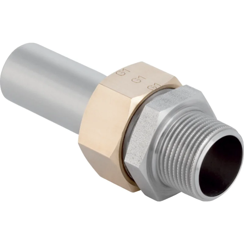 Adaptor cu filet Geberit Mapress Oţel-Inox, cu filet exterior şi capăt drept: d=22mm, R=3/4″