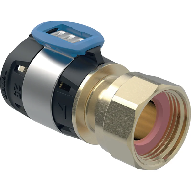 Adaptor Geberit FlowFit cu piuliţă olandeză: Material=Bronz silicat fără plumb, d=16mm, di=11mm, G=1/2″