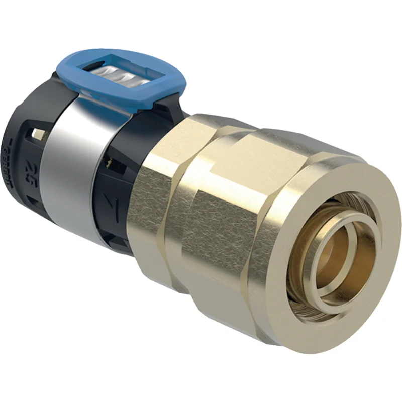 Adaptor Geberit FlowFit cu îmbinare filetată pentru ţevi PEX: Material=Bronz silicat fără plumb, d=20mm, d1=20mm, PN=6bar