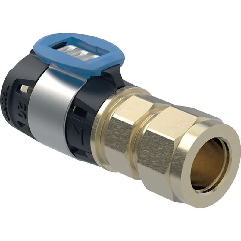 Adaptor Geberit FlowFit cu fiting de compresie: Material=Bronz silicat fără plumb, d=20mm, d1=18mm