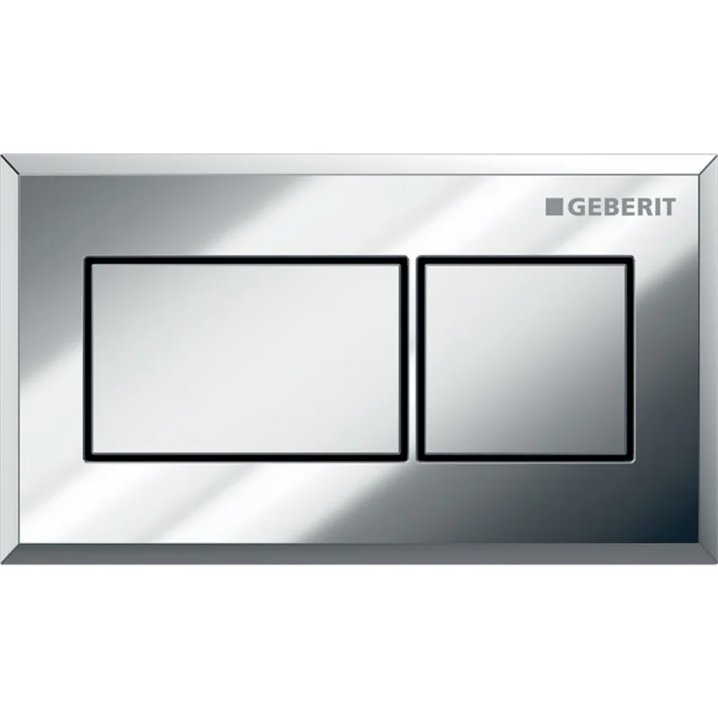Acționare a spălării de la distanță Geberit design rectangular, pneumatică, pentru spălare cu două volume de apă, acționare încastrată: Clapetă de acţionare: crom / Lucios, Tastă: crom / Lustruit